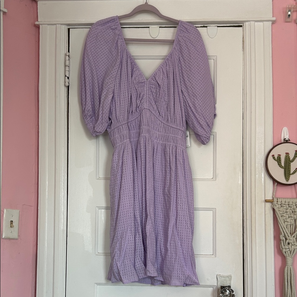 NWT Old Navy Waist-Defined Puff Sleeve Seersucker Mini Dress